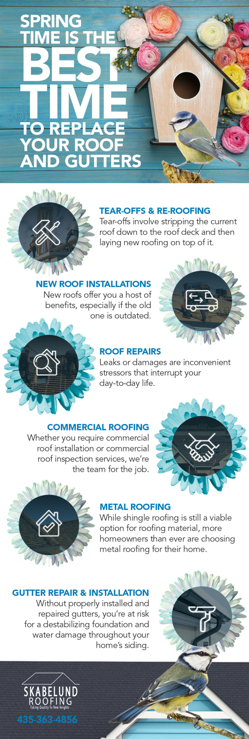 Replace roof or gutters infographic