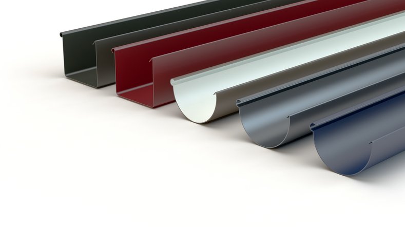 Variety of metal gutter types and colors for homes in Utah